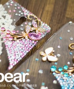 訂製手機殼-彩鑽雙蝶手機保護殼