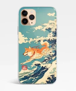 浮世繪動物衝浪手客製化手機殼訂製cute085